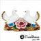 陶瓷雙鴿玫瑰花瓶 動物造型擺飾 飾品 桌飾