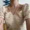LINENNE－sweety knitting one piece (mix)：繞頸方領針織洋裝