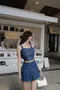 ✈甜酷女孩-韓國牛仔Bra背心+百褶裙 套裝(可分開購買)