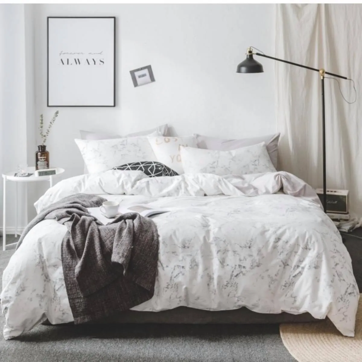 Fs 北歐大理石紋簡約風床單床包被套組 尺寸不同價格不同