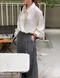 LINENNE－basic cotton wide pants (2color)：造型細褶寬褲
