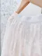 白色燒花繫帶 法式排釦拋袖洋裝_附內裏