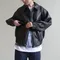 LINENNE －padded vintage leather jumper (2color) 復古翻領皮夾克