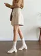【預購】正韓 設計感車線不對稱傘狀褲裙