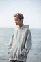 REPUTATION ® 2023-24 Washed  Distressed / D - HOODED.FW-潑漆仿舊帽TEE / 灰