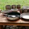 【Outdoorbase】野夫炊煙-摺疊把手陶瓷野炊煎盤
