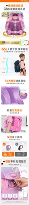 eGG護童安全燈磁扣超輕量護脊書包-粉紫樂園