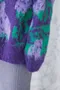 紫色花葉 羊刷毛鬆軟針織上衣