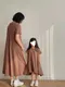 親子款-日系純色不規則裙襬洋裝