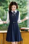 【預購】商務修身條紋連身裙-藍