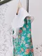 可愛小雛菊 白色翻領排釦洋裝＿（2色：綠）