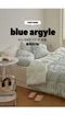 韓製寢具MAATILA－冬款：M2抗過敏超細纖維棉被組合：藍色菱格(SS/Q/K)