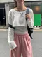 LINENNE－vintage layered crop mtm (3color)：短版不修邊棉質上衣/品牌自訂款