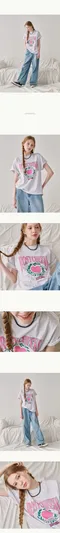 RONRON－ROSY CHEEKS HEART LAUREL BASIC FIT T SHIRT：2color