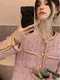 YY77名媛氣質~法式粉色小香風編織外套