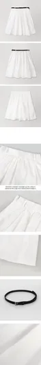 Slowand made－白色喇叭短裙（附腰帶）