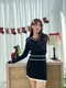 韓國連線-本期命中款 麻花針織套裝(黑色/長袖+短裙)