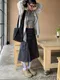 LINENNE品牌自訂款－cargo pin tuck low skirt (charcoal)：SML