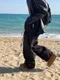 LINENNE－nylon ribbon pants (2color)：綁帶設計尼龍長褲