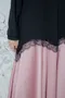 黑色螺紋棉質Ｘ粉色緞面蕾絲魚尾洋裝