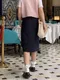 LINENNE品牌自訂款－french slit skirt (2color)：法式後開衩中長裙