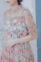浪漫玫瑰花園 木耳抓褶網紗洋裝 ＿(Ｍ~ＸＸＬ)
