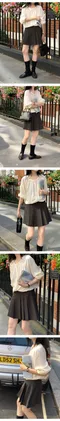 98doci made－OAT/Kate Side Pleats Mini Skirt - Charcoal