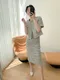 LL37名媛風特殊編織套裝(長袖外套/背心裙)