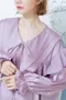 雙層大翻領 光澤緞面上衣/小洋裝_(3色:紫)