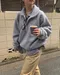 LINENNE－cloud string fleece (gray)：毛絨鈕釦上衣/品牌自訂款