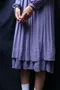 日本製紫藍色刺繡傘狀洋裝