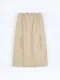 LINENNE－bio cargo skirt (beige)：斜紋口袋工裝長裙