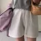 A little b－ natural fabric shorts (2colors)：抽繩綁帶短褲