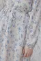 法式優雅枝葉 弧形層疊裙襬洋裝＿附腰帶（2色：藍花）
