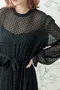 黑色植絨點點 內襯透膚設計洋裝_(XS~L)