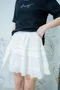 立體雪點 布蕾絲層疊小短裙_(2色:白)
