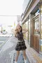 甜蜜馬林糖-美式感格子背心+百褶裙 套裝