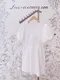 亮珠盤釦 立體緹花蓬袖洋裝＿（2色：白）＿（S～Ｌ）