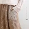 日單 特殊織紋雙色圓裝飾釦奶茶色小花苞裙