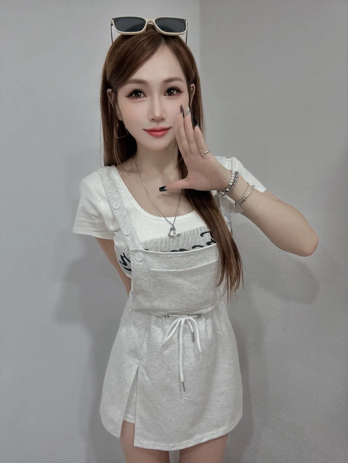 【逃跑甜心】灰色花边半裙High-Waist Pleated Mini Skirt