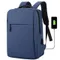 【簡約時尚】大容量USB充電防潑水雙肩後背包 ( 藍色 )