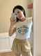 LINENNE－LUV rabbit crop tee (ivory)
