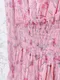 胭粉印花 法式排釦雪紡收腰洋裝