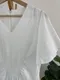純白蕾絲細褶顯瘦長洋裝