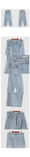 어리틀빗A little b－hailey wrap denim pt (1color)：裹身造型淺藍牛仔褲SM
