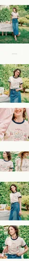 RONRON－CROSS STITCH RASPBERRY RINGER T SHIRT：2color