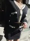 定格浪漫-韓國小香風V領針織外套(有墊肩)+針織包臀裙