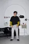 NIHOW made｜抽鬚造型拼接長袖上衣(黑)