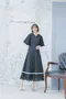 法式圓裙 裙襬緞帶簍空雕花洋裝_(2色:黑)