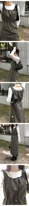 98doci made－OAT/Add shirring Cargo OPS抽褶肩帶背心洋裝：2 color